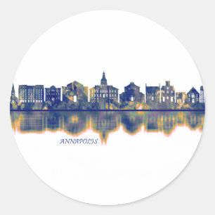 Sticker Rond Annapolis Skyline