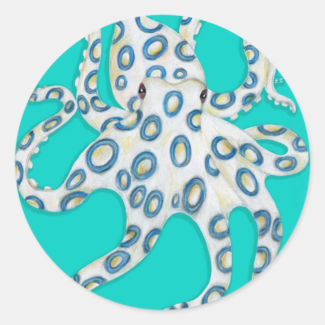 Sticker Rond Anneau bleu Octopus (Devant)