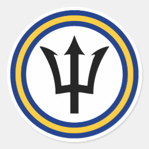 Sticker Rond Anneau de drapeau des Barbade