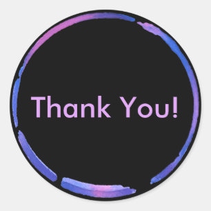 Sticker Rond Anneau de peinture à l'aquarelle de néon, Merci ro