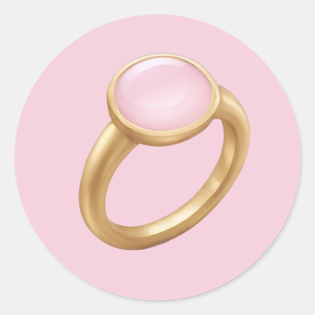 Sticker Rond Anneau or avec Gem rose Emoji Art (Devant)