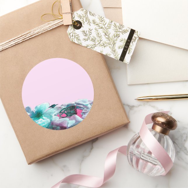 Sticker Rond Anneaux avec pétales de rose blanche (Cadeaux)