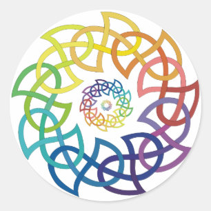 Sticker Rond Anneaux celtiques de Knotwork d'arc-en-ciel