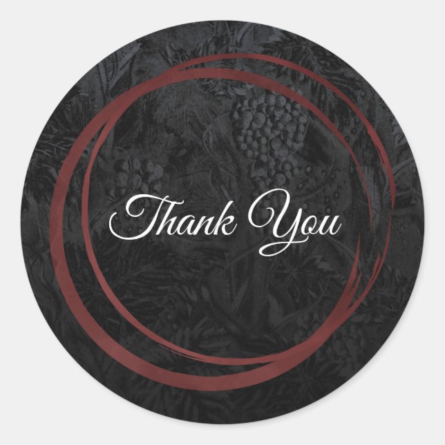 Sticker Rond Anneaux de vin rouge chic moderne (Devant)