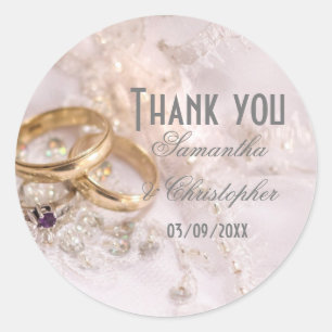 Sticker Rond Anneaux mariages romantiques merci