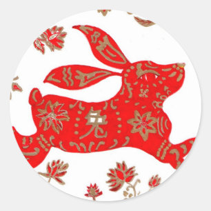 Sticker Rond Année chinoise d'autocollant nouvelle du lapin