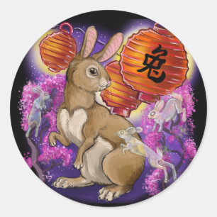 Sticker Rond Année chinoise de zodiaque du lapin
