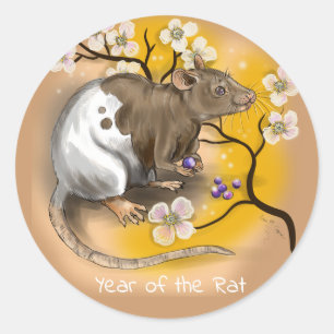 Sticker Rond Année chinoise du zodiaque du rat