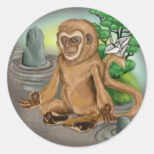 Sticker Rond Année chinoise du zodiaque du singe
