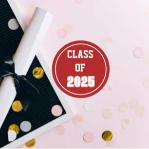 Sticker Rond Année de classe de l'école rouge et blanche