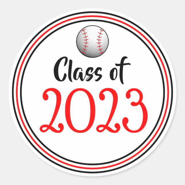 Sticker Rond Année de classe Graduation rouge et noir (Devant)