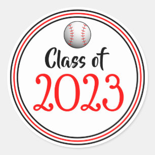 Sticker Rond Année de classe Graduation rouge et noir