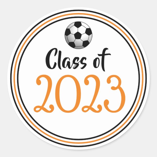 Sticker Rond Année de classe Orange & Noir Graduation (Devant)