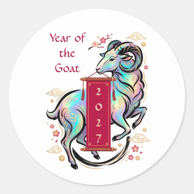 Sticker Rond Année de la Chèvre 2027 (Devant)
