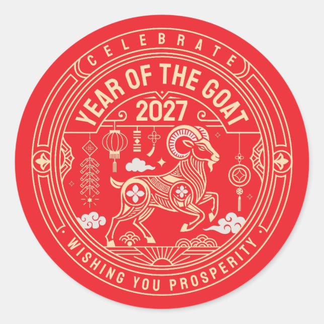Sticker Rond Année de la Chèvre 2027 / Année de la Chèvre 2027 (Devant)