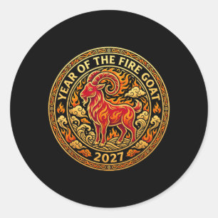 Sticker Rond Année de la Chèvre 2027 Bélier de Feu Nouvel An du