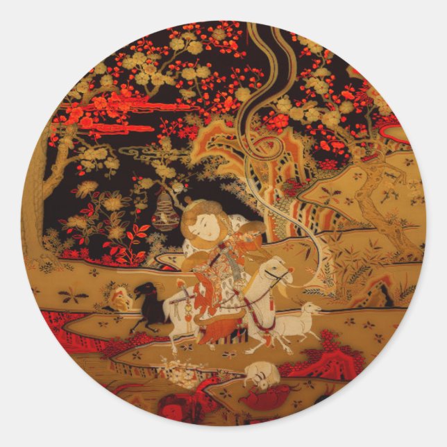 Sticker Rond Année de l'abside rond de bélier ou de chèvre (Devant)