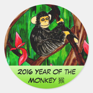 Sticker Rond Année de l'autocollant singe