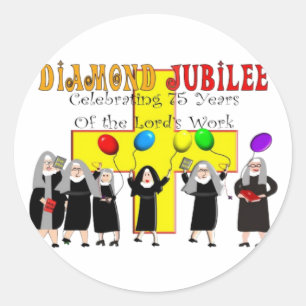 Sticker Rond Année de service de jubilé de diamant de nonnes
