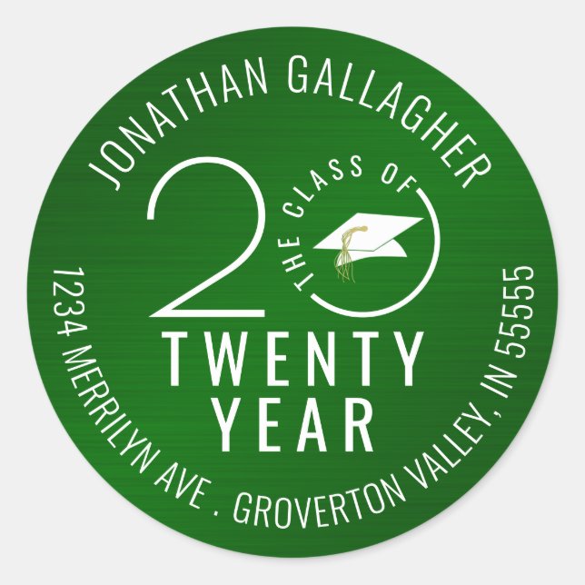 Sticker Rond Année d'obtention du diplôme Metallic Green Adress (Devant)