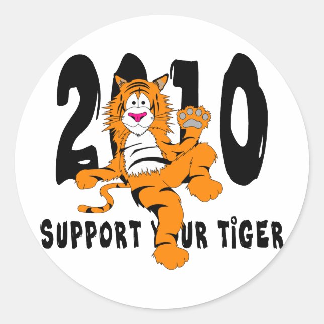 Sticker Rond Année drôle du cadeau Tiger 2010 (Devant)