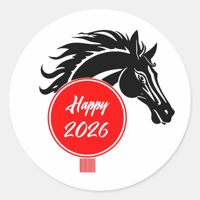 Sticker Rond Année du cheval 2026 (Devant)