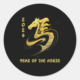 Sticker Rond Année du Cheval 2026 Bonne année lunaire chinoise