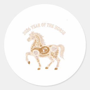 Sticker Rond Année du cheval de feu 2026 Nouvel An chinois fest