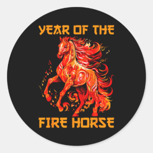 Sticker Rond Année du cheval de feu Bonne année lunaire chinois