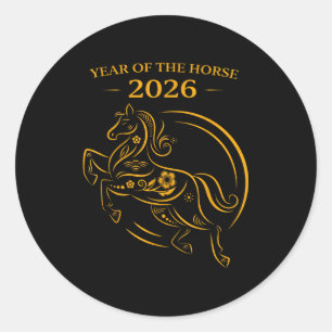Sticker Rond Année du cheval lunaire nouvel an chinois feu chev