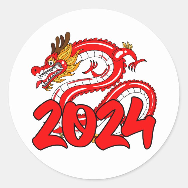 Sticker Rond année du dragon 2024 heureux chinesse nouvelle ann (Devant)