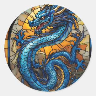 Sticker Rond Année du dragon bleu 2024