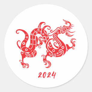 Sticker Rond Année du dragon Nouvel An chinois