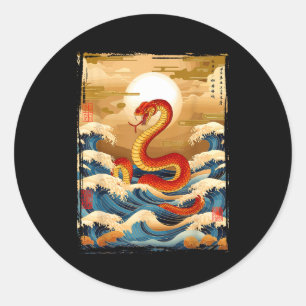 Sticker Rond Année du serpent 2025 Zodiaque chinois Nouvel An l