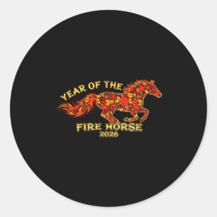 Sticker Rond Année lunaire du zodiaque chinois du cheval de feu