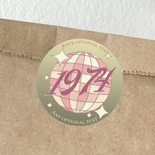 Sticker Rond Année vintage 1974 50e anniversaire