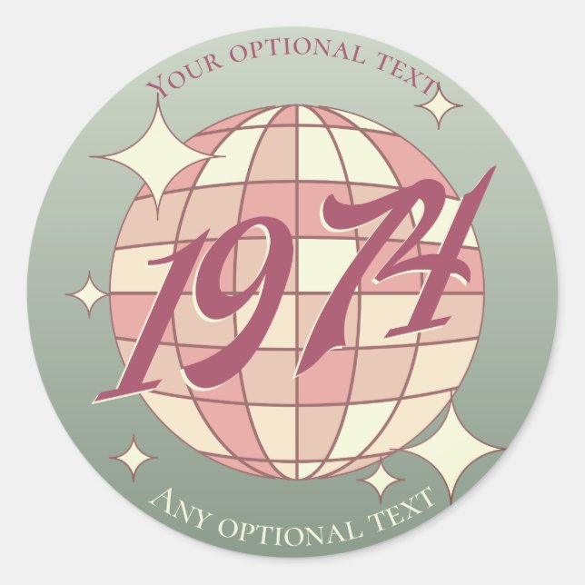 Sticker Rond Année vintage 1974 50e anniversaire (Devant)