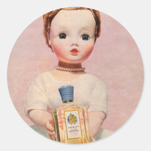 Sticker Rond Années 1950 Yardley et Madame Alexander doll