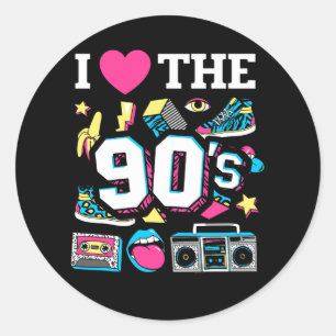 Sticker Rond Années 90 I Heart the Nineties