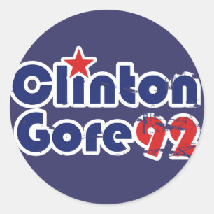 Sticker Rond Années 90 vintages Clinton Gore 1992