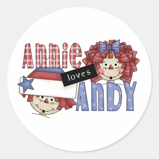 Sticker Rond Annie aime Andy Ragdoll (Devant)