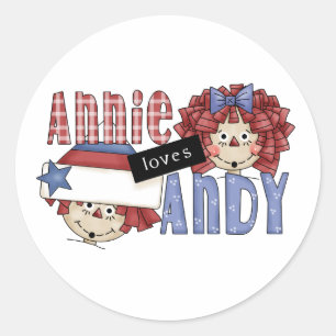 Sticker Rond Annie aime Andy Ragdoll
