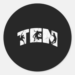 Sticker Rond Anniversaire 10 ans Rétro Badminton Garçon 10 Ans