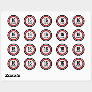 Sticker Rond Anniversaire 16 ans Vitesse 