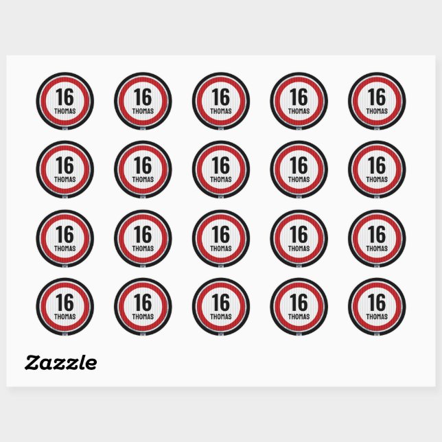 Sticker Rond Anniversaire 16 ans Vitesse  (Feuille)