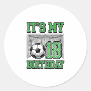 Sticker Rond Anniversaire 18 ans Football Vintage