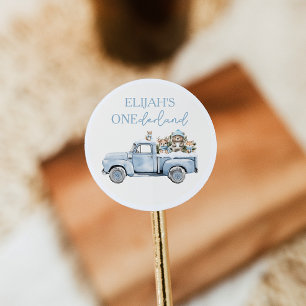 Sticker Rond Anniversaire 1 an Winter Onederland Animaux de la