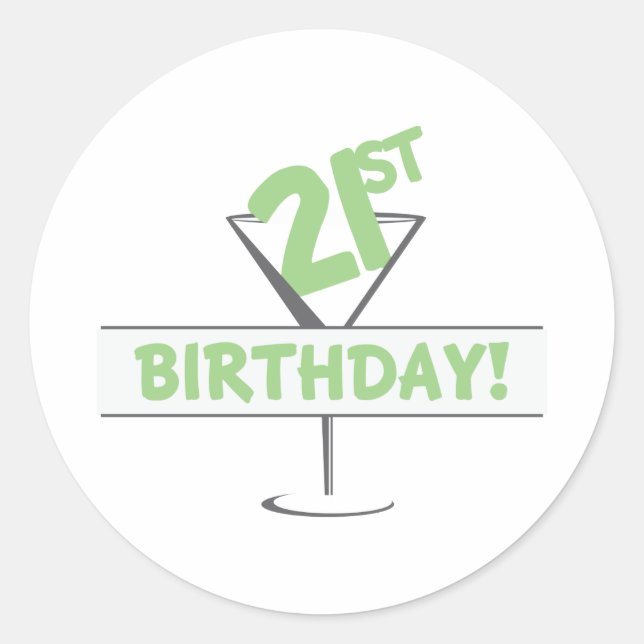 Sticker Rond Anniversaire 21 classique collant rond (Devant)
