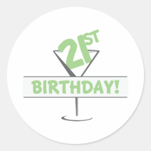 Sticker Rond Anniversaire 21 classique collant rond