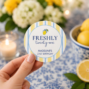Sticker Rond Anniversaire 21 Tendance Citron Frais